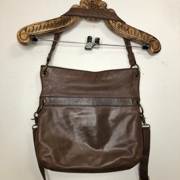 The Sak Purse Leather Satchel Brown Patina Shoulder Crossbody Strap Zip Pockets - Picture 2 of 14